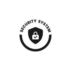 Security system icon or Security system label vector isolated in Flat Style. Security system icon for product packaging design element. 100% Security system label for safety design element.