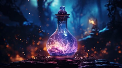 A bottle containing the magic potion - obrazy, fototapety, plakaty