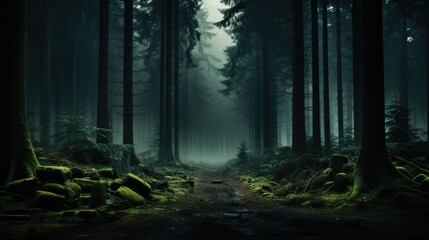 Naklejka premium Dark mysterious forest photo