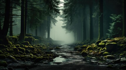 Dark mysterious forest photo