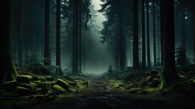 Dark mysterious forest photo