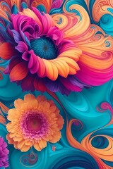 Fototapeta na wymiar vibrant background of colorful flowers