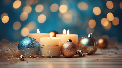 Lit candles create a cozy holiday ambiance during Christmas