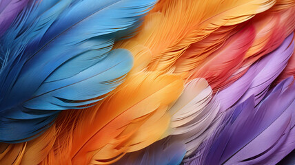 Feathers in various colors and shades