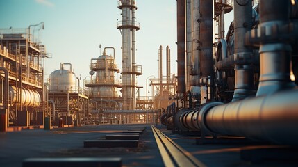 aerial picture of an oil and gas business, showing a refinery plant. generative ai