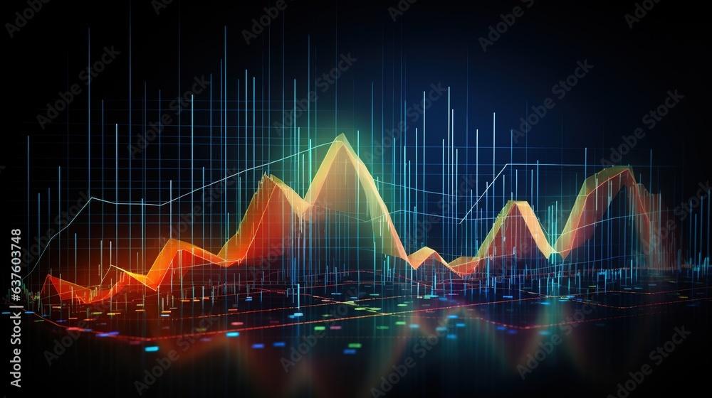Poster digital data wave: an abstract digital rendering showcases vibrant data visualizations in a spectrum