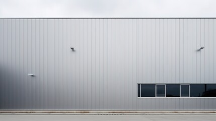 Fototapeta na wymiar aluminium panels in a grey colour, featuring windows and doors on an industrial structure. generative ai