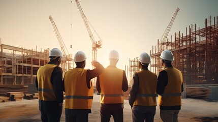 construction workers at construction site. generative ai
