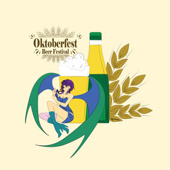 hand drawn oktoberfest background with beer
