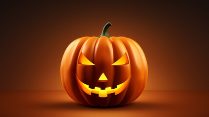 3d, Halloween - pumpkin, glow realistic, symbol of Halloween holiday celebration, black background