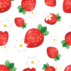 Vector seamless pattern with strawberries. Sweet berry. Summer pattern. Suitable for prints and backgrounds, packaging.