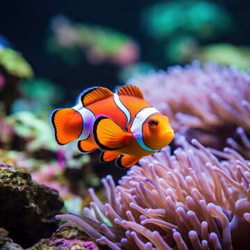 lifestyle photo clown fish in an aquarium