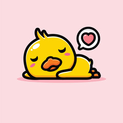 cute duck lazing love sleep relax