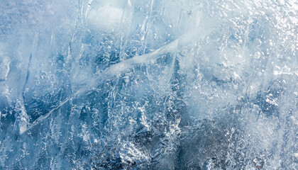 The texture of the ice. The frozen water. Winter background