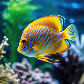 lifestyle photo tang fish in an aquarium