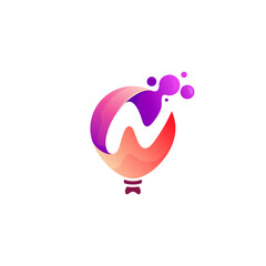 Balloon logo and letter N design template, 3d colorful, party