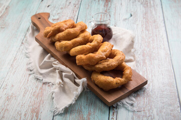 Picarones peruvian food dessert sweet fried dough doughnuts
