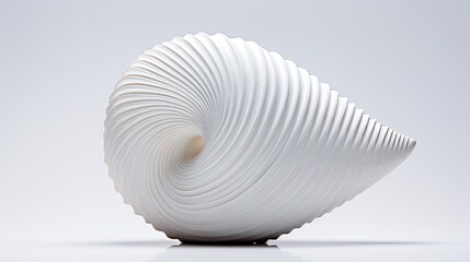 Image of a single seashell, its intricate patterns and textures illuminated against a white background.