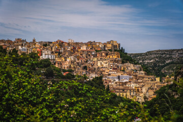 Fototapeta na wymiar Panoramic view on Ragusa city. Sicily island, Italy. June 2023