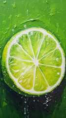 Oil painting of a lemon / lime - illustration - ingredients - kitchen - meal - vegetable - fruit - Created with Generative AI technology.