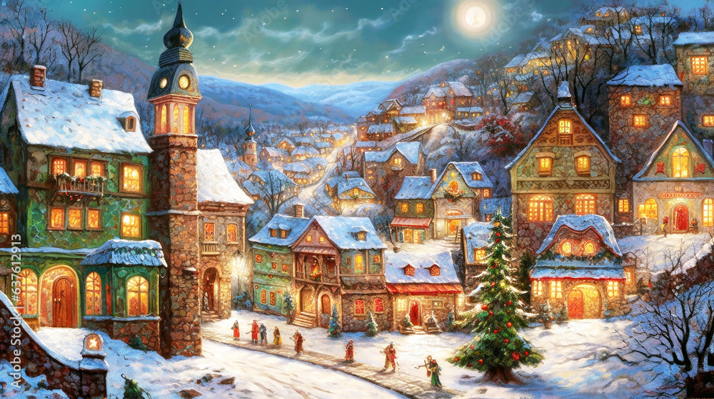 Poster christmas background, christmas landscape background, christmas winter background