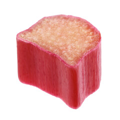 One piece of fresh ripe rhubarb isolated on white
