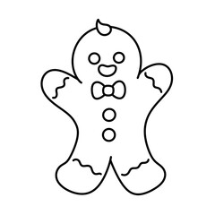 Holiday gingerbread man cookie line icon.