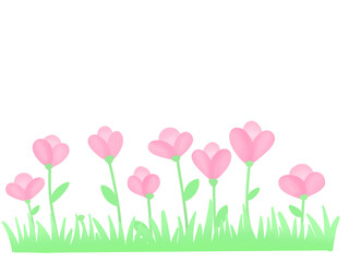 Pink flowers with leaves 