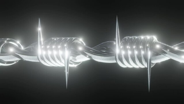 Barbed wire straight close up animation.