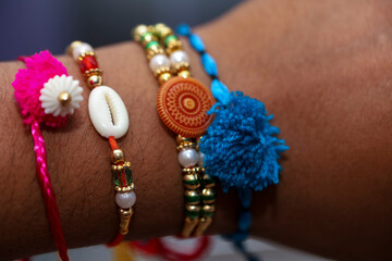 Rakshabandhan, rakhi with hand closeup photo