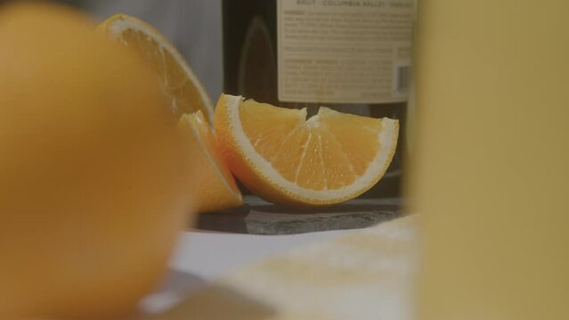 Healthy Orange fruit ready to serve on a glass
