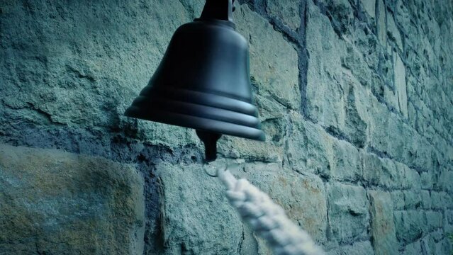 Man Rings Bell On Wall Outside