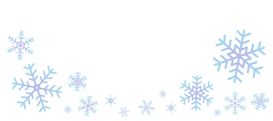 淡い青色のグラデーションの雪の結晶のフレーム　背景イラスト　ベクター素材