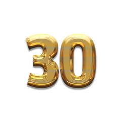 Number 30 gold luxury, use birthday,age,anniversary
