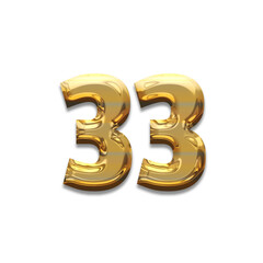 Number 33 gold luxury, use birthday,age,anniversary