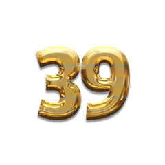 Number 39 gold luxury, use birthday,age,anniversary