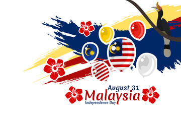 August 31, Independence day of Malaysia vector illustration. Suitable for greeting card, poster and banner. 