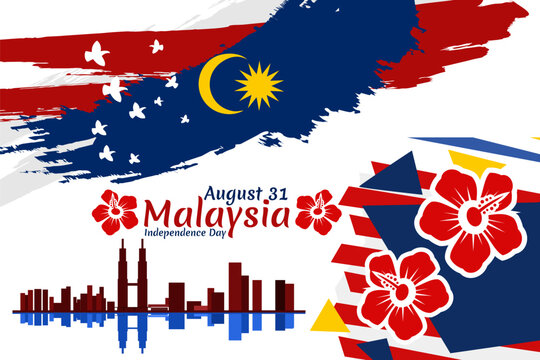 August 31, Independence day of Malaysia vector illustration. Suitable for greeting card, poster and banner. 