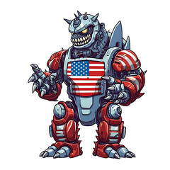 Godzilla Robot American Style Clipart Illustration