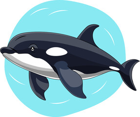 Cute Orca Cartoon On White Background