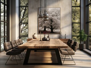 dining room interior design 3d rendering modern minimal style