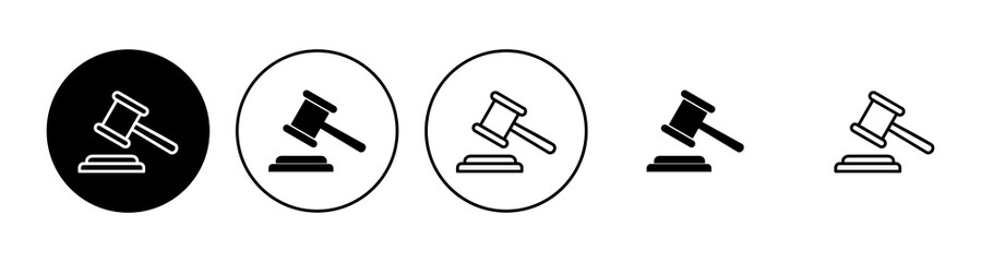 Gavel icon set. judge gavel icon vector. law icon vector. auction hammer