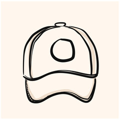 Sport hat icon in doodle sketch lines.