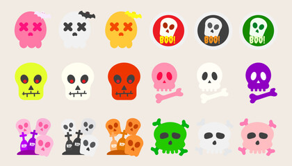 Naklejka premium Collection Face of a devil skull and bones for Halloween.set of devil skull halloween.