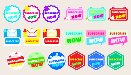 Collection icon Subscribe button. set of Subscribe.