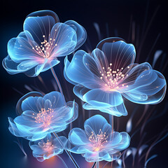 Digital futuristic flowers AI image