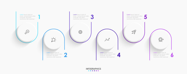 Vector Infographic label design template with icons and 6 options or steps. Can be used for process diagram, presentations, workflow layout, banner, flow chart, info graph.