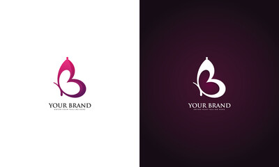 Butterfly B Logo, beautiful spa, vector graphic design