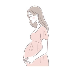 妊娠後期・臨月の微笑む妊婦さんのイラスト