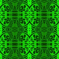 Beautiful rainbow gradient colour seamless flower line art batik ethnic dayak ornament for fashion textile pattern background 